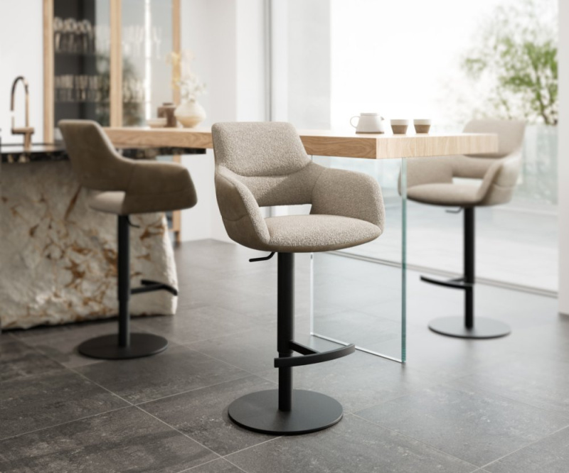 Barová židle Yago-Flex otočná podnož výškově nastavitelná kov černá