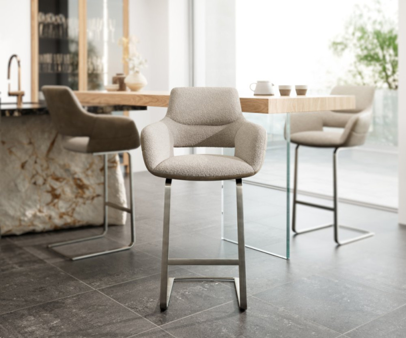 Barová židle Yago-Flex konzolová podnož plochá nerezová ocel smíšené