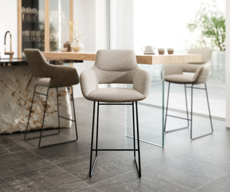 Barová židle Yago-Flex tenká podnož kovová černá smíšené materiály