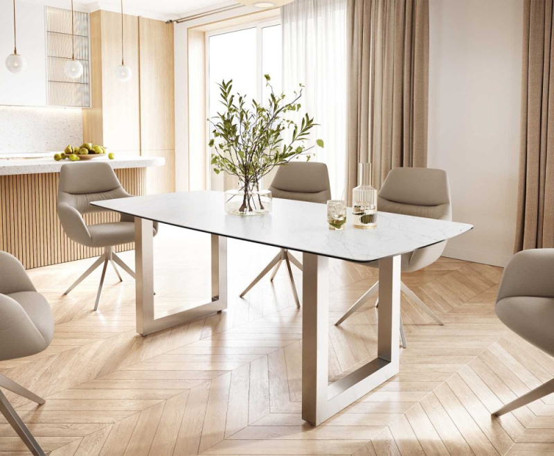 Jídelní stůl Edge 200x100 cm keramika zaoblená Laminam® Statuarettio