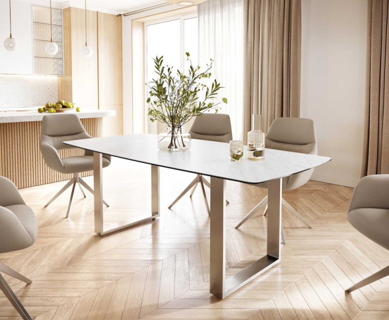Jídelní stůl Edge 200x100 cm keramika zaoblená Laminam® Statuarettio