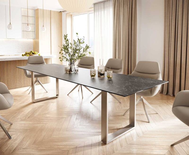 Jídelní stůl Edge 300x100 cm keramika Laminam® Nero Greco šedá úzká