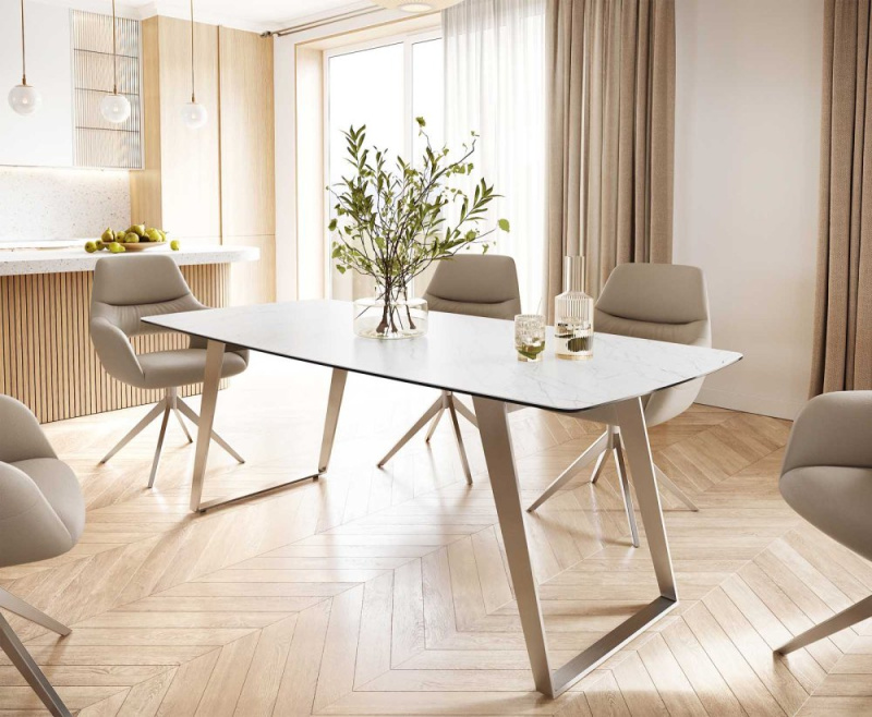 Jídelní stůl Edge 200x100 cm keramika zaoblená Laminam® Statuarettio