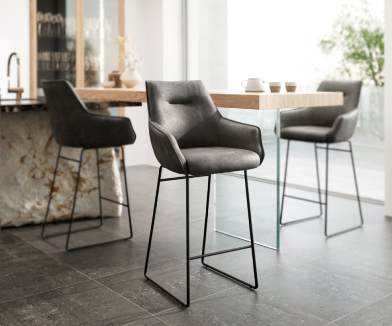 Barová židle Alja-Flex tenká podnož kovová černá mikrovlákno