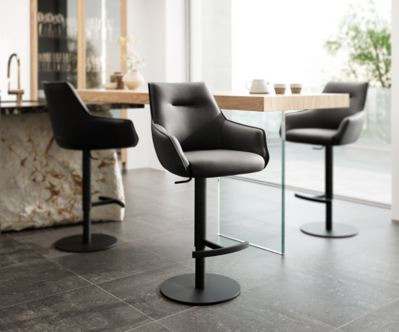 Barová židle Alja-Flex otočná podnož výškově nastavitelná kovová černá