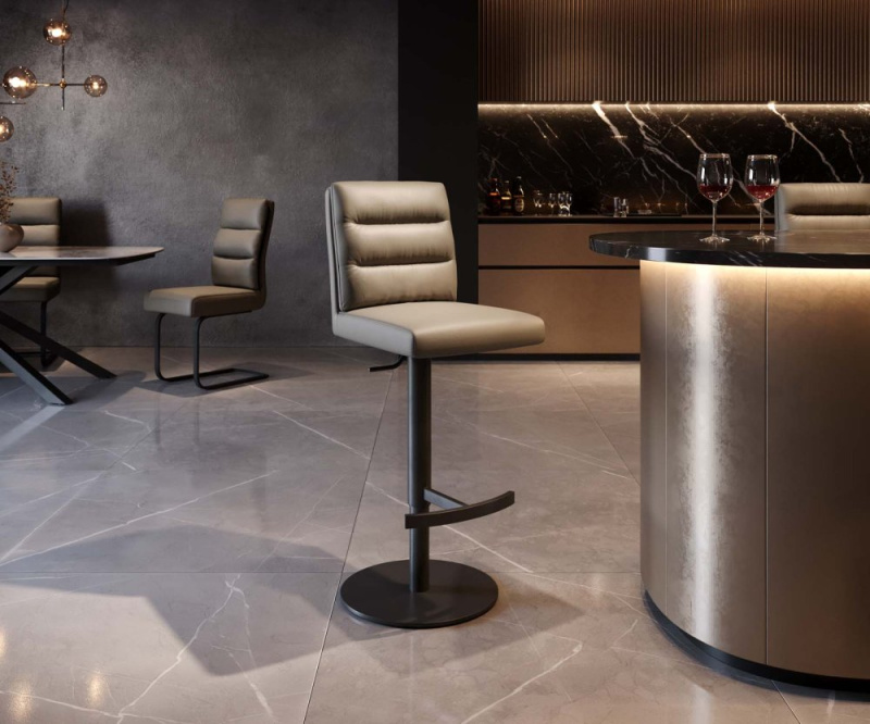 Barová židle Pela-Flex pravá kůže béžová otočná podnož výškově