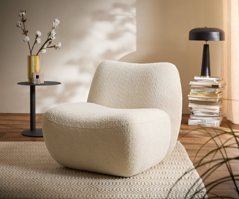 Křeslo Zena 75x85 cm bouclé bílá