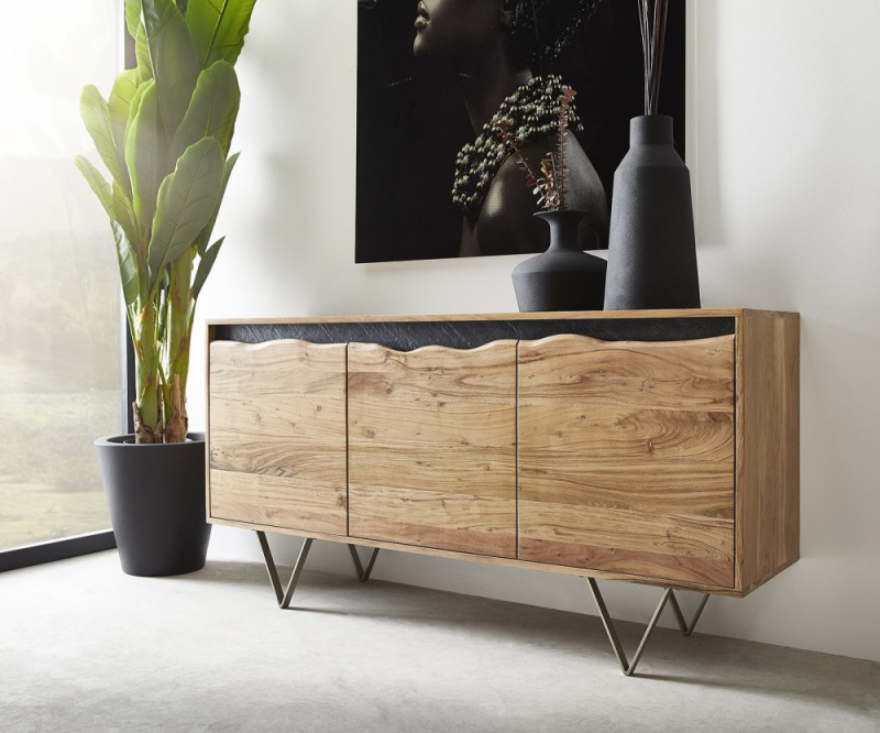 Komoda Stonegrace 147x45 cm přírodní akácie 3 dvířka