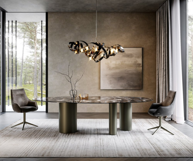 Jídelní stůl Edge Oval 280x130 keramika Iris FMG Agatablack Troa