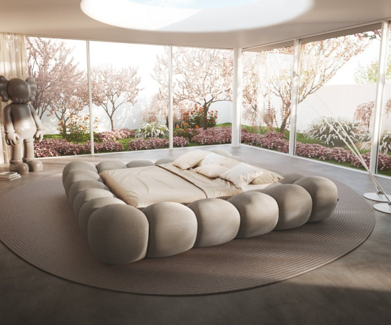 Čalouněná postel Perlla 180x200 cm bouclé taupe