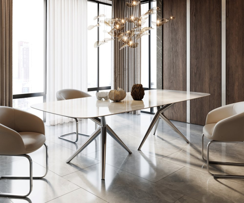 Jídelní stůl Edge boot 270x120 keramika Iris FMG onice Grigio podnož