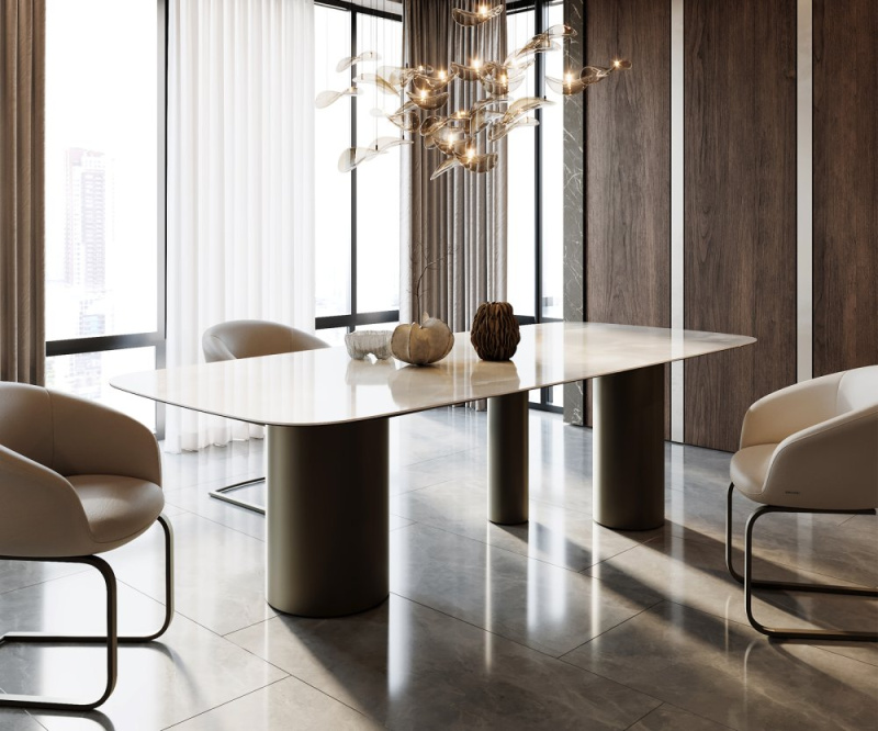 Jídelní stůl Edge boot 270x120 keramika Iris FMG onice Grigio podnož