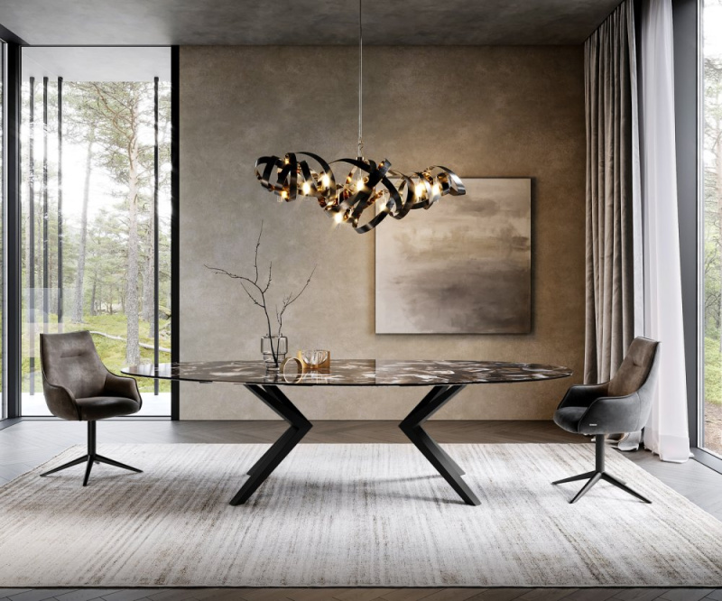 Jídelní stůl Edge Oval 280x130 keramika Iris FMG Agatablack Zenthara