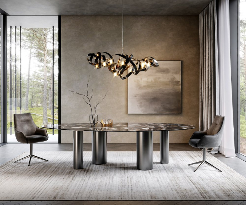 Jídelní stůl Edge Oval 280x130 keramika Iris FMG Agatablack Pilier