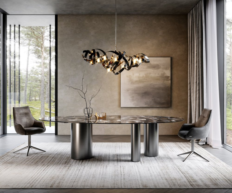 Jídelní stůl Edge Oval 280x130 keramika Iris FMG Agatablack Troa