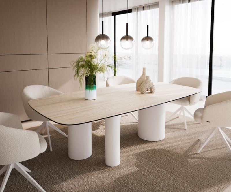 Jídelní stůl Edge Boot 240x120 keramický travertin přírodní Troa kov