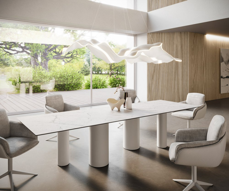 Jídelní stůl Edge 300x100 Keramický Laminam®Statuarietto White Pilier