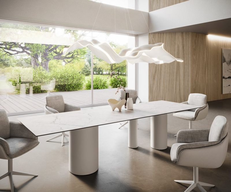 Jídelní stůl Edge 300x100 Keramický Laminam®Statuarietto White Troa