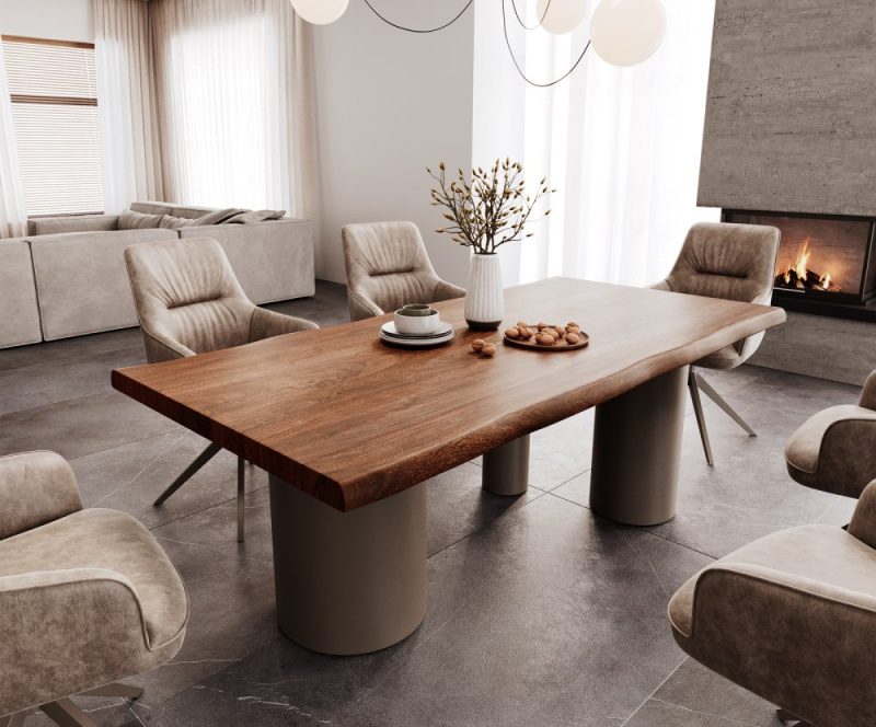 Jídelní stůl Edge 200x100 XL Akácie hnědá Troa Metal Effect Finish