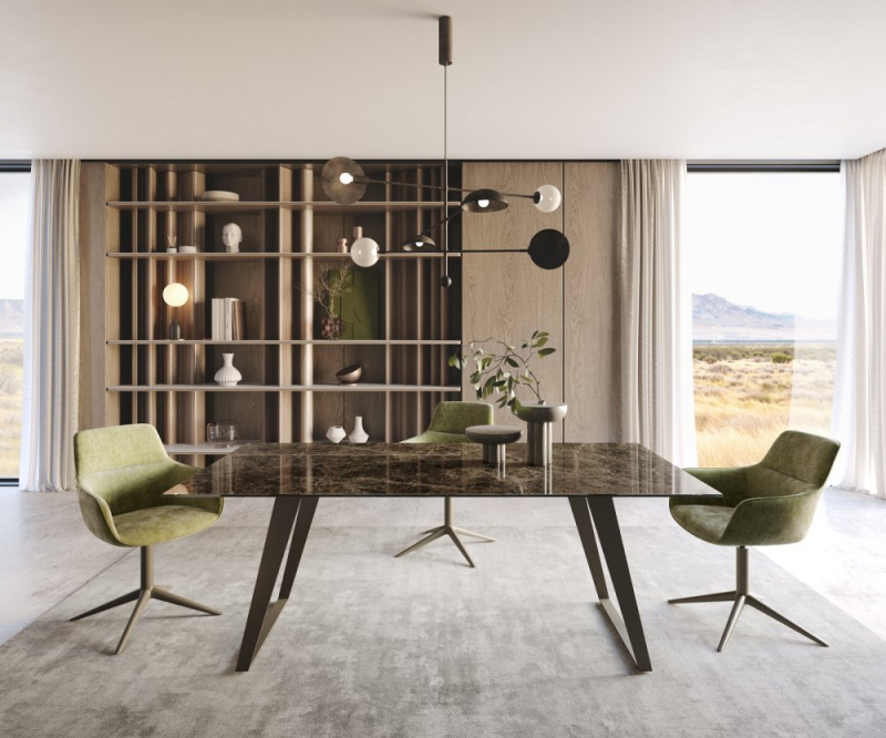 Jídelní stůl Edge 200x100 keramika Laminam® Emperador Extra Lucidato