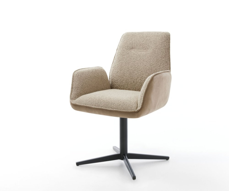 Jídelní židle Zoa-Flex mix materiálů béžová podnož černá 360° otočná