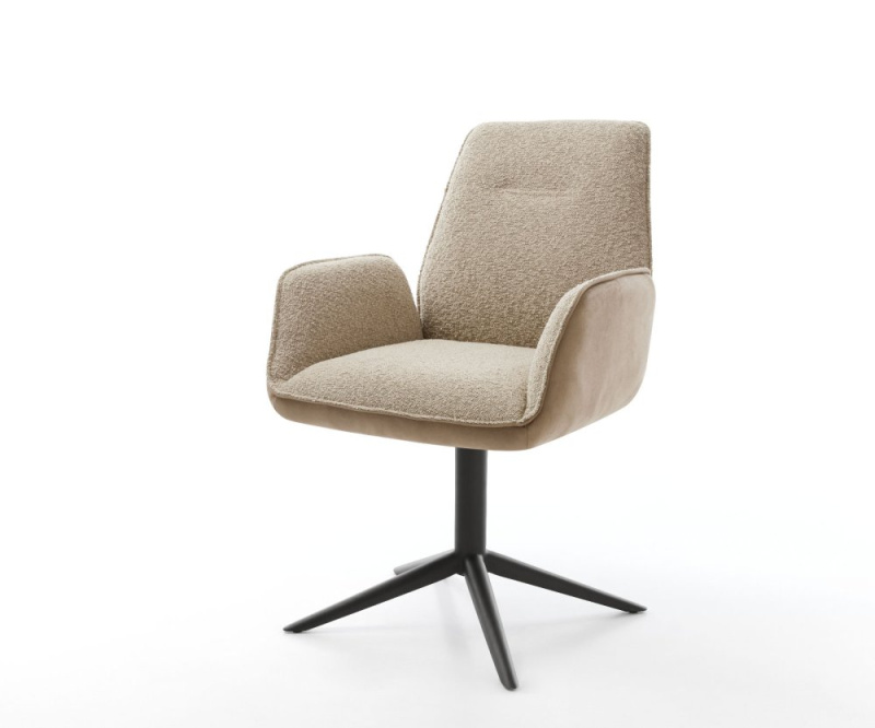 Jídelní židle Zoa-Flex mix materiálů béžová podnož houpací černá 360°