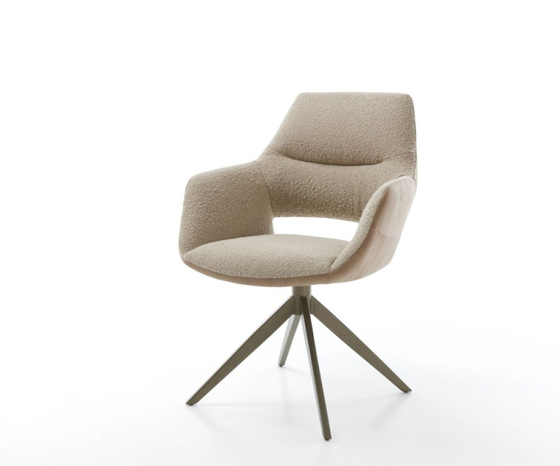 Jídelní židle Yago-Flex s područkami mix materiálů béžová křížová