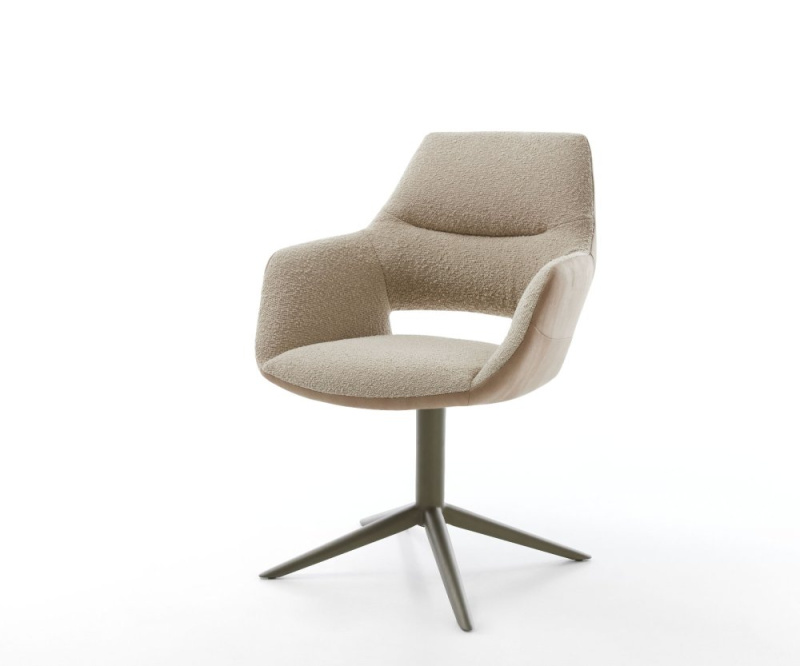 Jídelní židle Yago-Flex s područkami mix materiálů béžová titanová