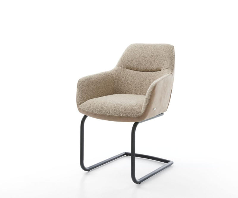 Jídelní židle Pejo-Flex mix materiálů béžová konzolová podnož kulatá