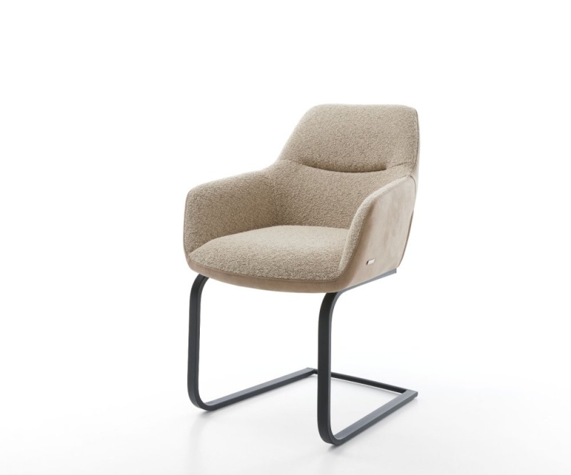 Jídelní židle Pejo-Flex mix materiálů béžová konzolová podnož plochá