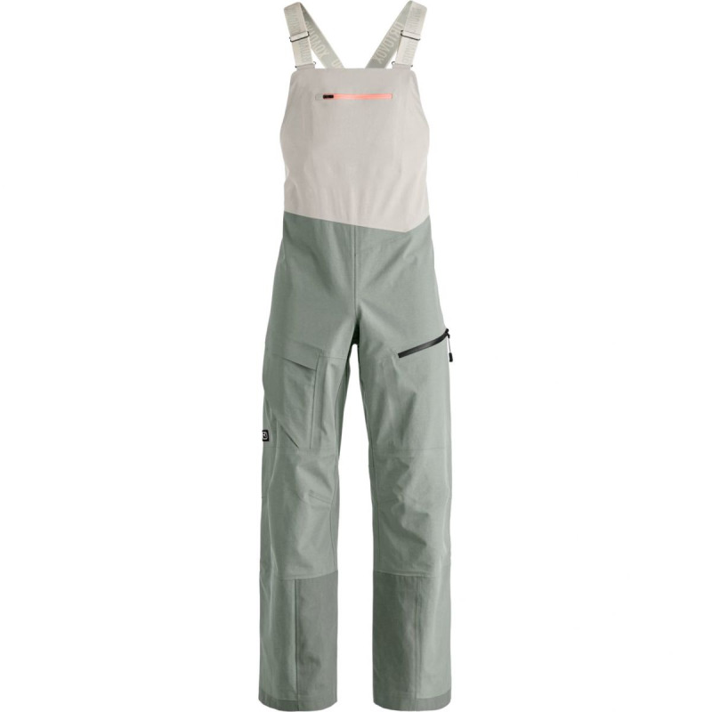 Ortovox Ravine Plus 3L Bib, hardshellové kalhoty, dámské, světle zelené