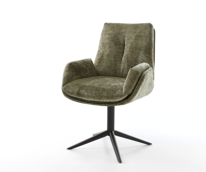 Jídelní židle Clea-Flex žinylka olivová podnož černá houpací 360°