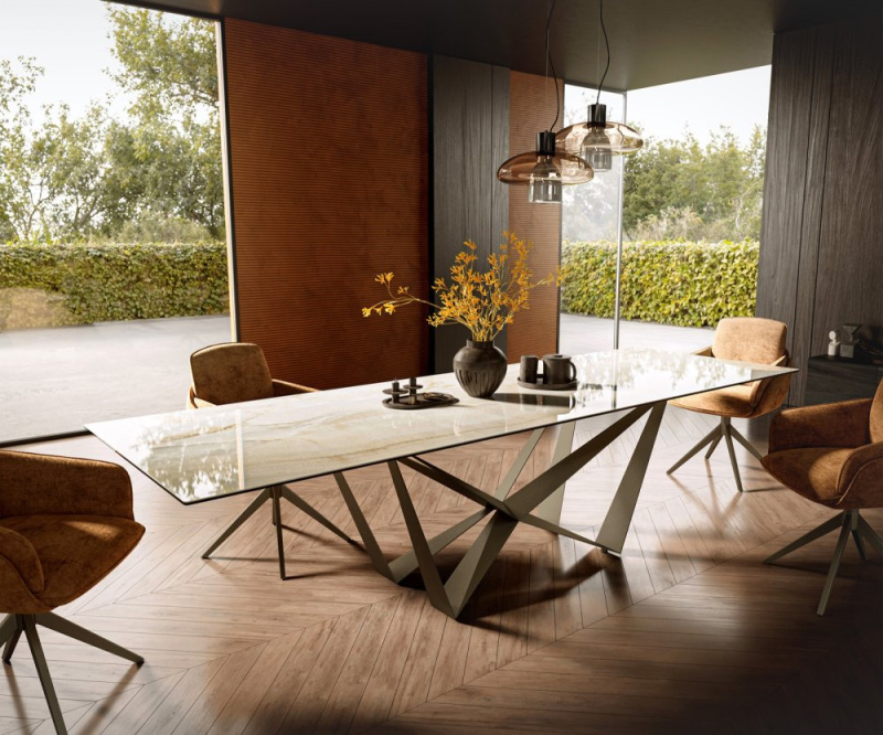 Jídelní stůl Edge 300x100 keramický Laminam® Onice Oro ?Spider metal