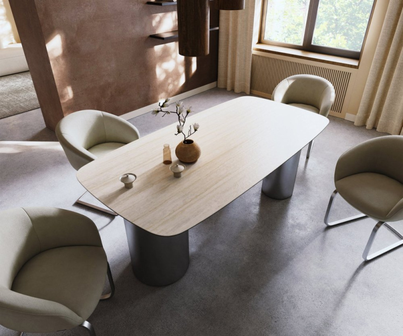 Jídelní stůl Edge Boot 200x100 keramika Laminam® Travertino Bianco