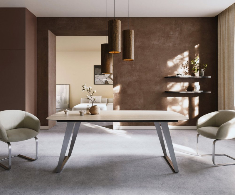 Jídelní stůl Edge Boot 200x100 keramika Laminam® Travertino Bianco