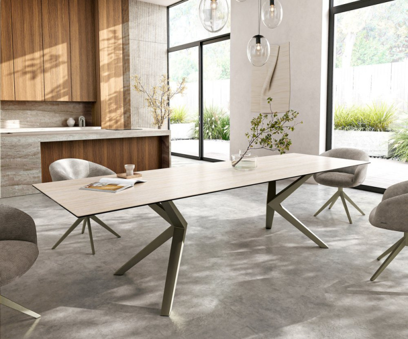 Jídelní stůl Edge 300x100 keramika Laminam® Travertino Bianco krémově