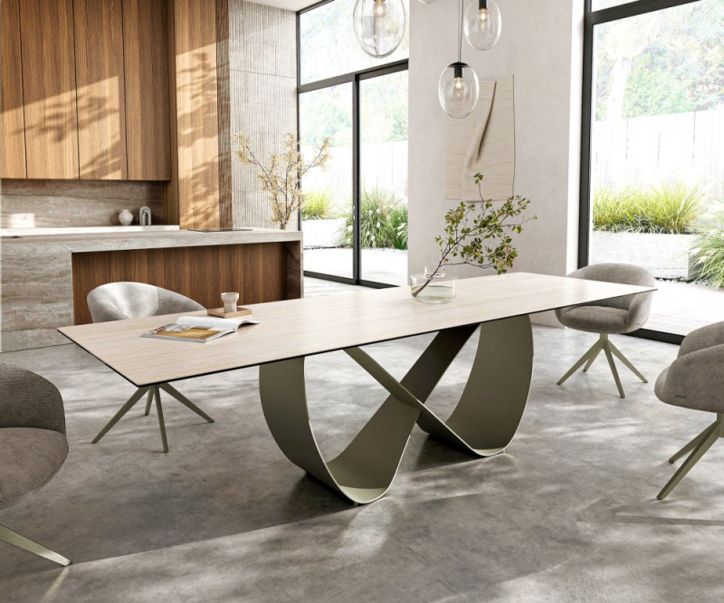 Jídelní stůl Edge 300x100 keramika Laminam® Travertino Bianco krémově