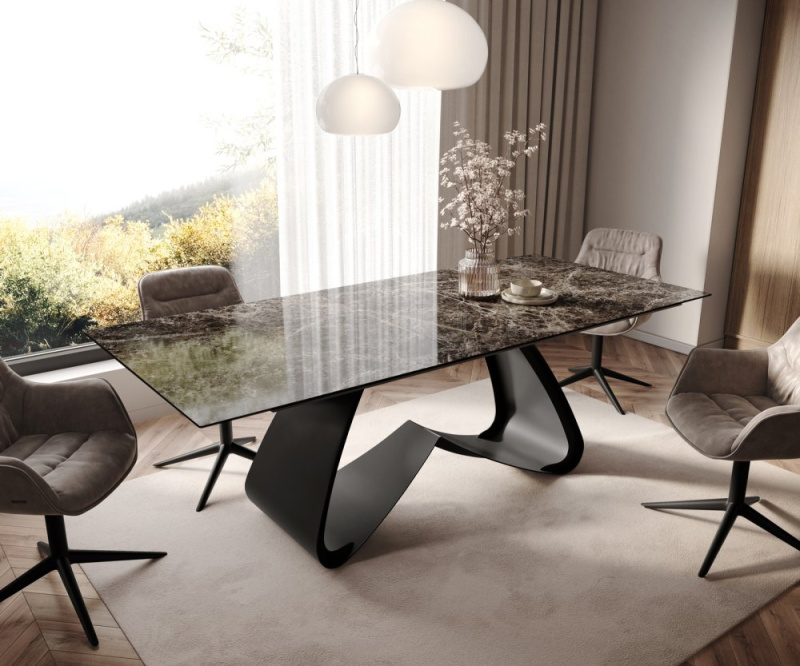 Jídelní stůl Edge 180-220x100 keramika Laminam® Emperador Extra