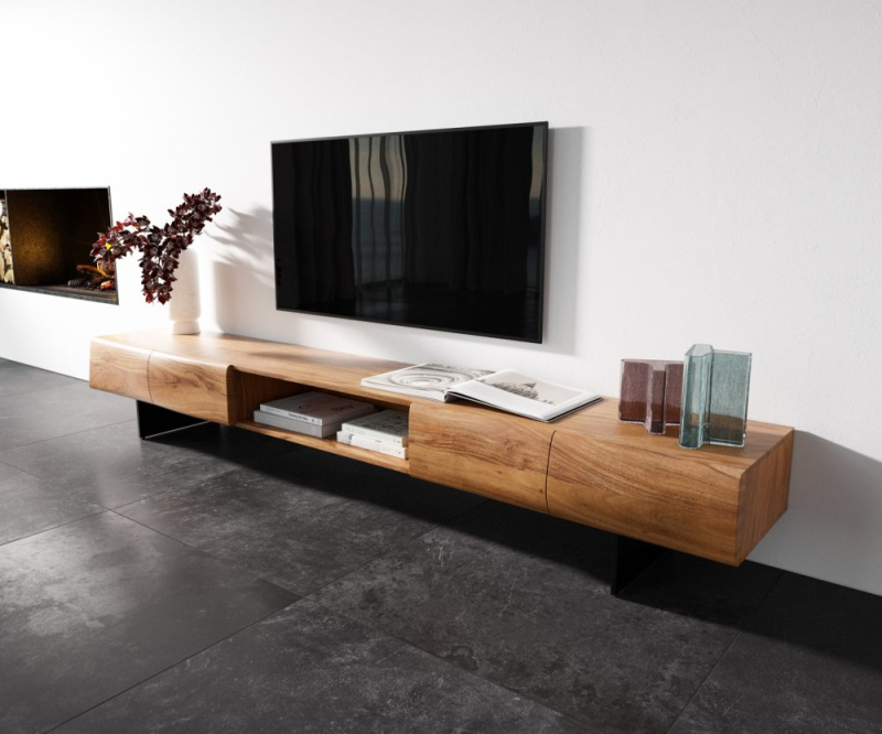 Lowboard New Live-Edge 240 cm přírodní akácie 4 dvířka 1 přihrádka