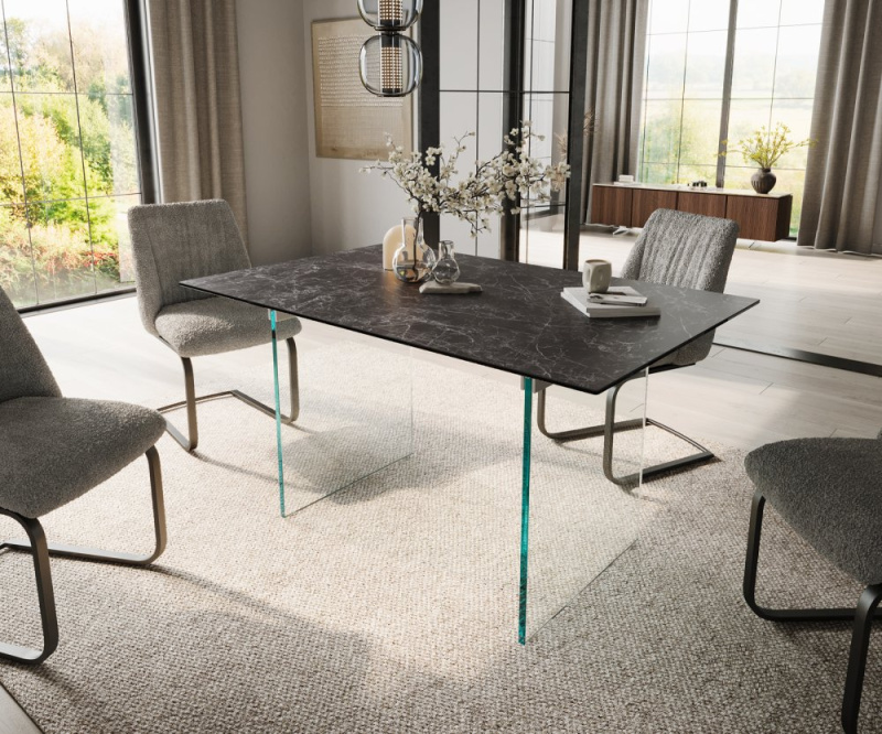 Jídelní stůl Edge 140x90 keramika Laminam®Nero Greco antracitová