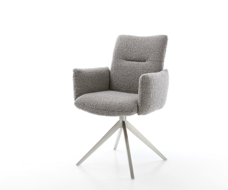 Otočná židle Jova-Flex s područkami Bouclé stříbrno-šedá Křížový rám