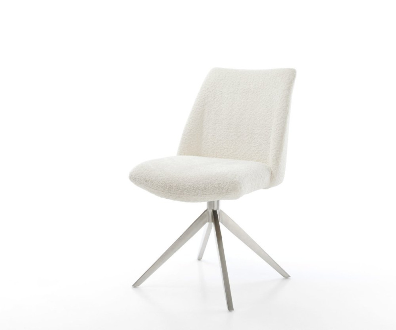 Otočná židle Elso-Flex Bouclé Bílý křížový rám široký Nerezová ocel