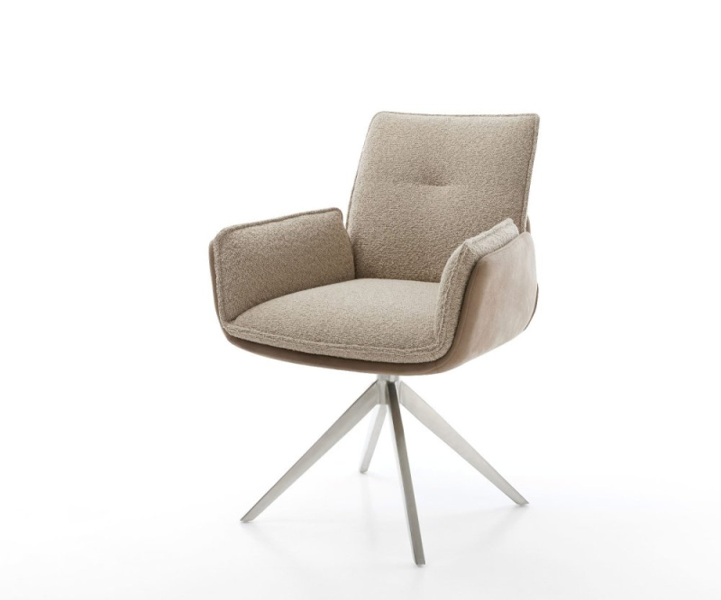 Otočná židle Nela-Flex směs materiálů bláto křížový rám široký