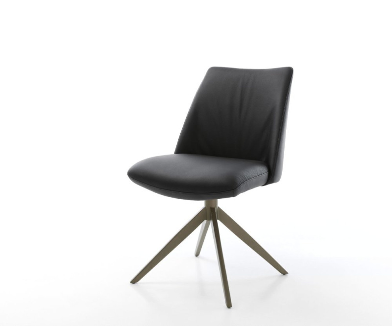 Otočná židle Elso-Flex Pravá kůže Černý křížový rám široký Efektní