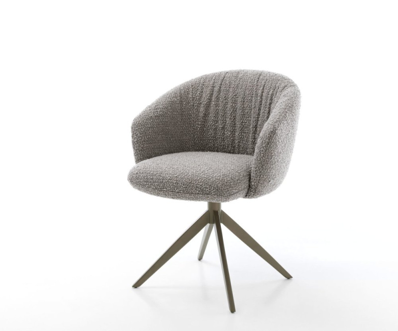 Otočná židle Caja-Flex s područkami Bouclé stříbrnošedá Křížový rám