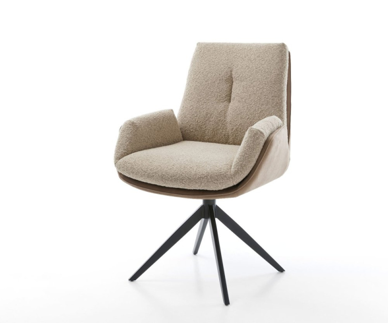 Otočná židle Clea-Flex směs materiálů bláto křížový rám široký černý