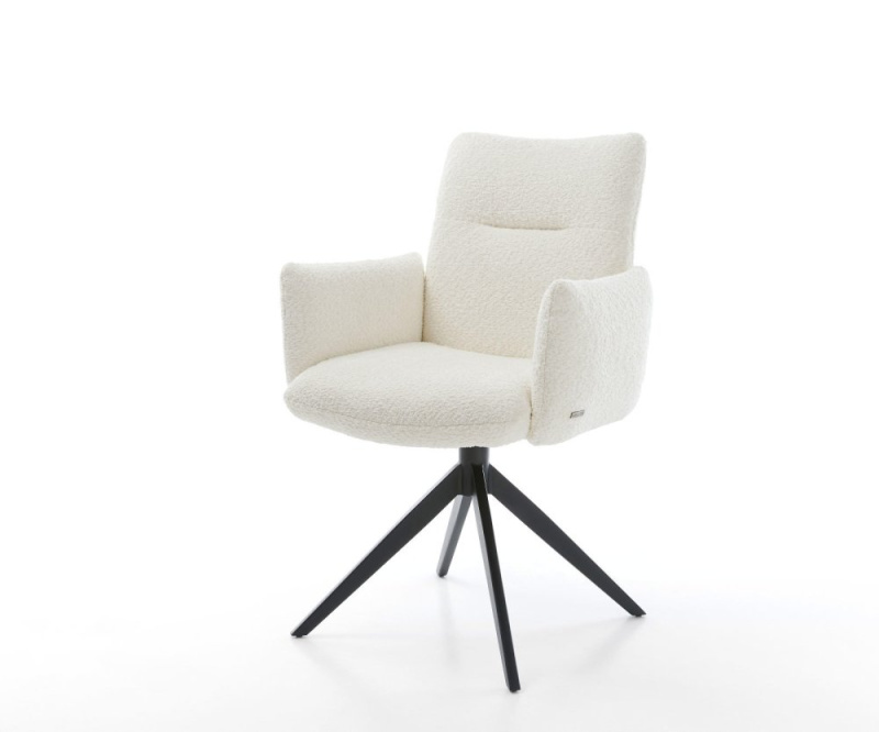 Otočná židle Jova-Flex s područkami Bouclé bílá Křížový rám široký