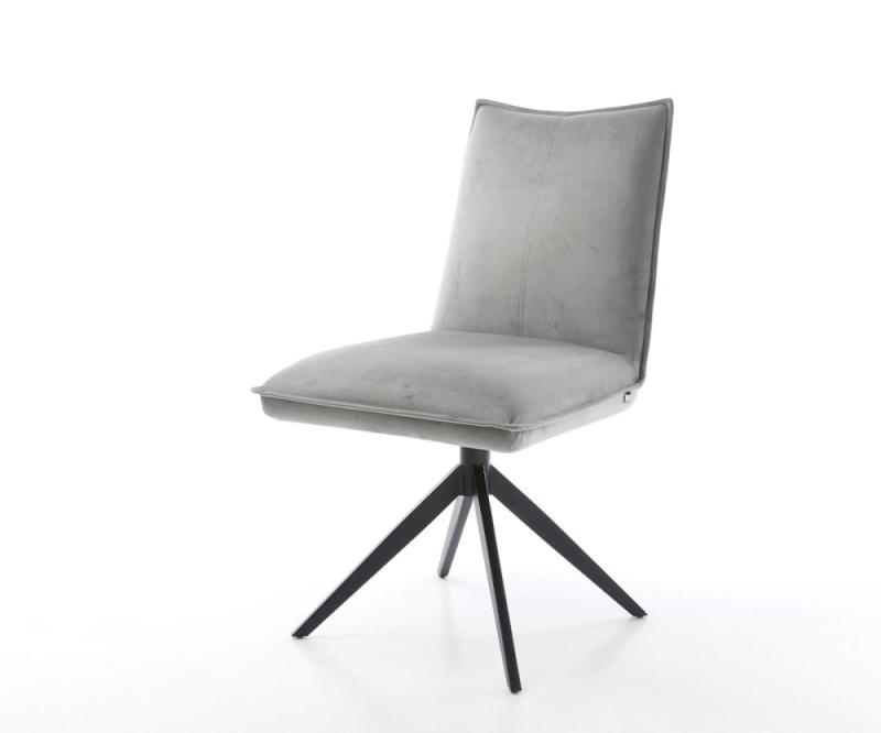 Otočná židle Lelio-Flex sametově šedá Křížový rám široký černý 360°