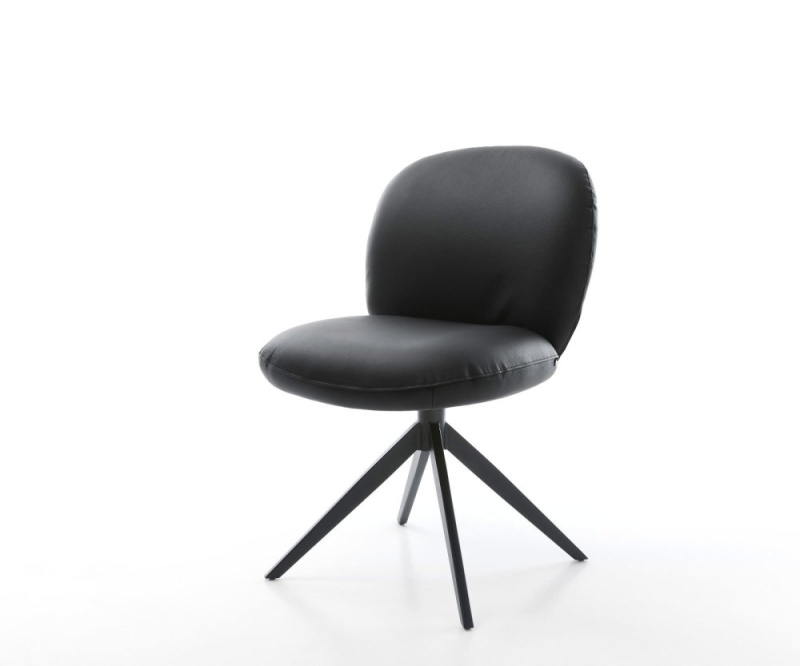 Otočná židle Nube-Flex pravá kůže černá Křížový rám široký černý 360°