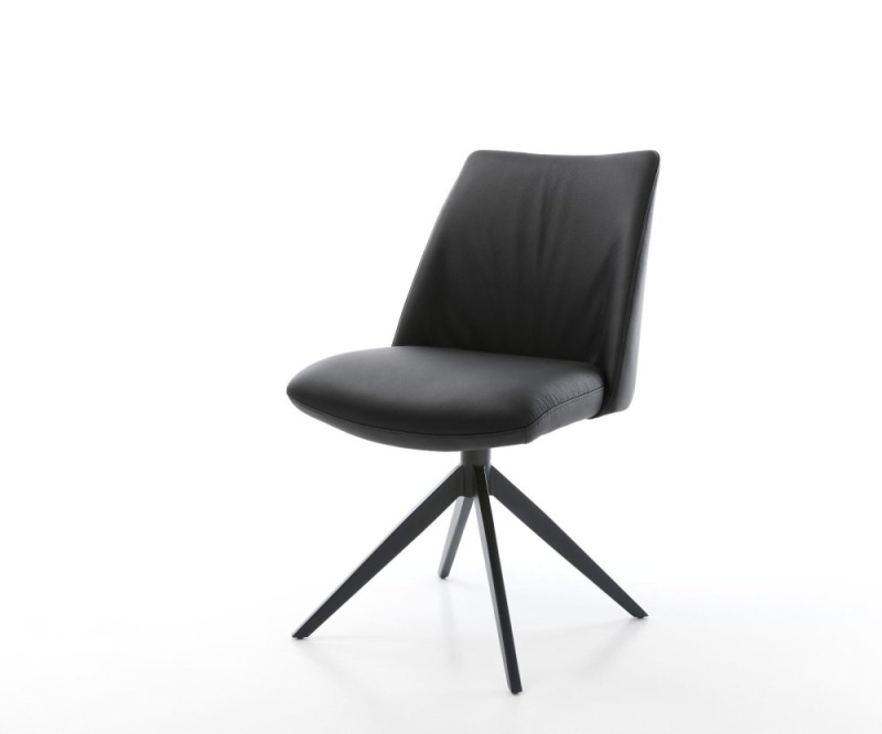 Otočná židle Elso-Flex pravá kůže černá Křížový rám široký černý 360°